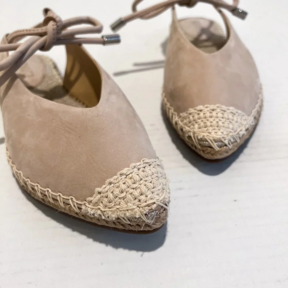 Shutz Laba Slingback Ankle Tie Classic Girly Bohemian Espadrille Flats 8.5 - Picture 4 of 8